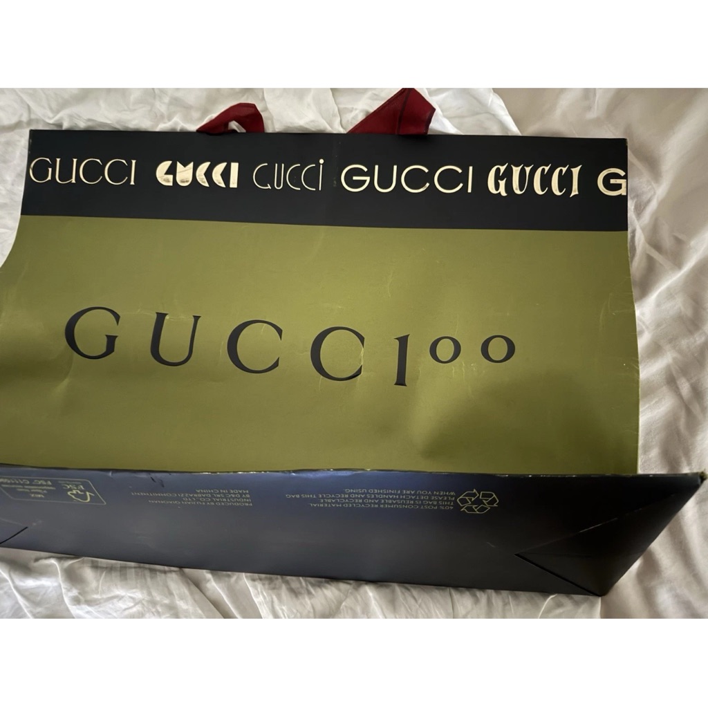 Authentic Gucci Shopping Gift Bag Brand Empty Retail Bag Large Green Logo Tote